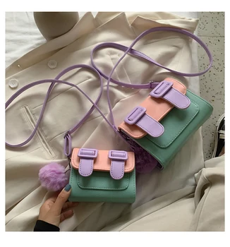 

Contrast Color Leather Crossbody Bags For Women Travel Handbag Fashion Simple Shoulder Messenger Bag Ladies Cross Body Bag