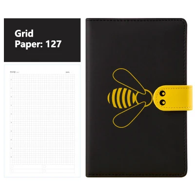 Black Grid Дневник с замком и ключом дневник Уретановый кожаный блокнот пчелы функциональный планировщик замок книга молочный журнал канцелярские товары подарок поли - Цвет: Black Grid