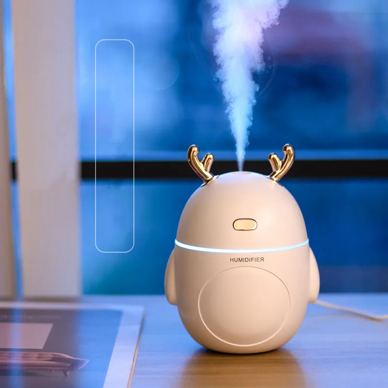 320ml Portable Deer Air Humidifier Aroma Essential Oil Diffuser Ultrasonic Mist LED NightLight Humidifier Fogger Christmas Gift