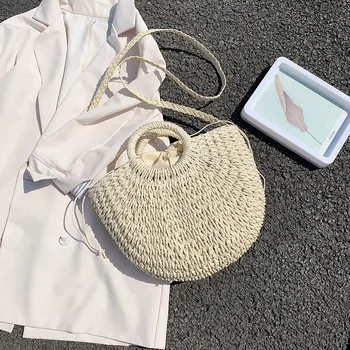 

Straw Women Shoulder Bag 2020 Summer Beach Female Totes Bag Large Capcity Casual Knitting Lady Crossbody Bag Travel Handbag