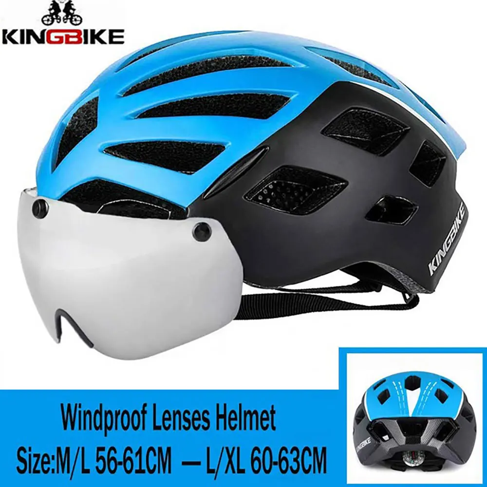 KINGBIKE, Женский велосипедный шлем с очками, ультралегкий, для мужчин, MTB, велосипедный шлем, для горной дороги, для женщин, casco, специальные велосипедные шлемы - Цвет: J-662-Black-Blue