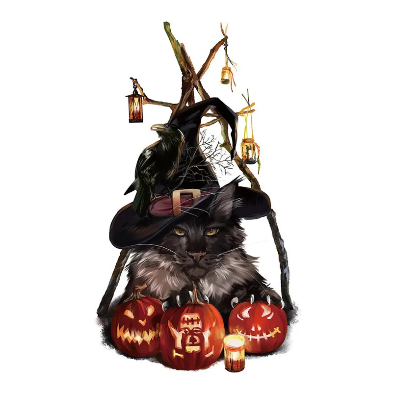 Scary Cat Halloween Wall Sticker Living Room Bedroom Decor Sticker Living Room DIY Vinilos Decorativos Para Paredes 30AUG602
