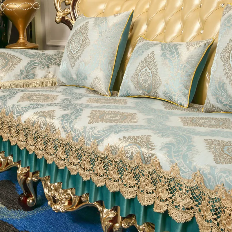 Luxury Jacquard 3 Seater Sofa Cover Lace Leather Couch Slip Covers Loveseat Armrest L Shape Towel European Decorative | Дом и сад