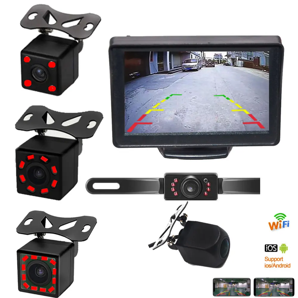 

Car Reversing Camera LED Infrared night vision Back Rear View Camera automatic parking monitor CCD video Backup camera Wifi Wireless