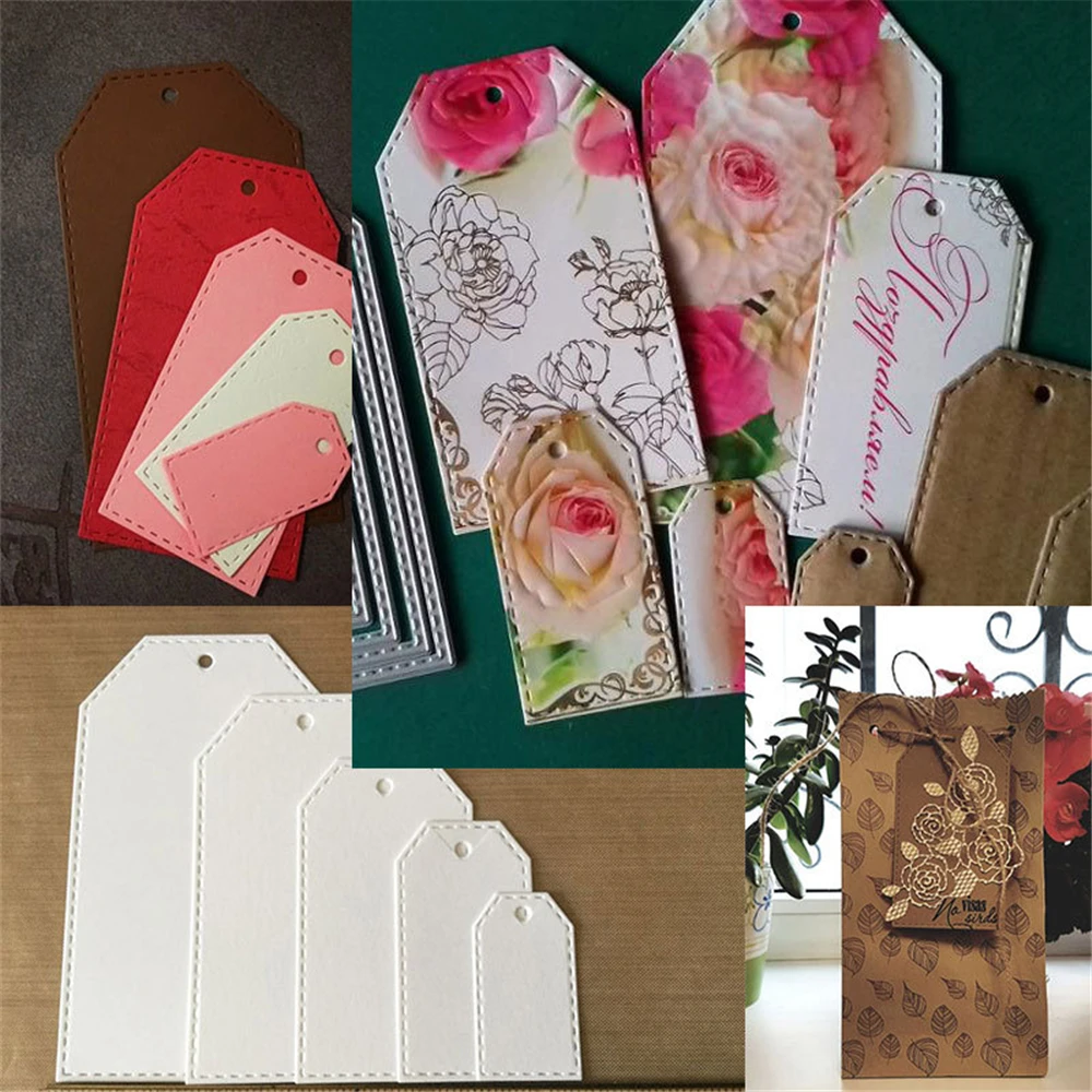 5 шт. этикетки металлические Вырубные штампы Прошитые DIY штампы для скрапбукинга ремесло тиснение высечки Трафарет Шаблон