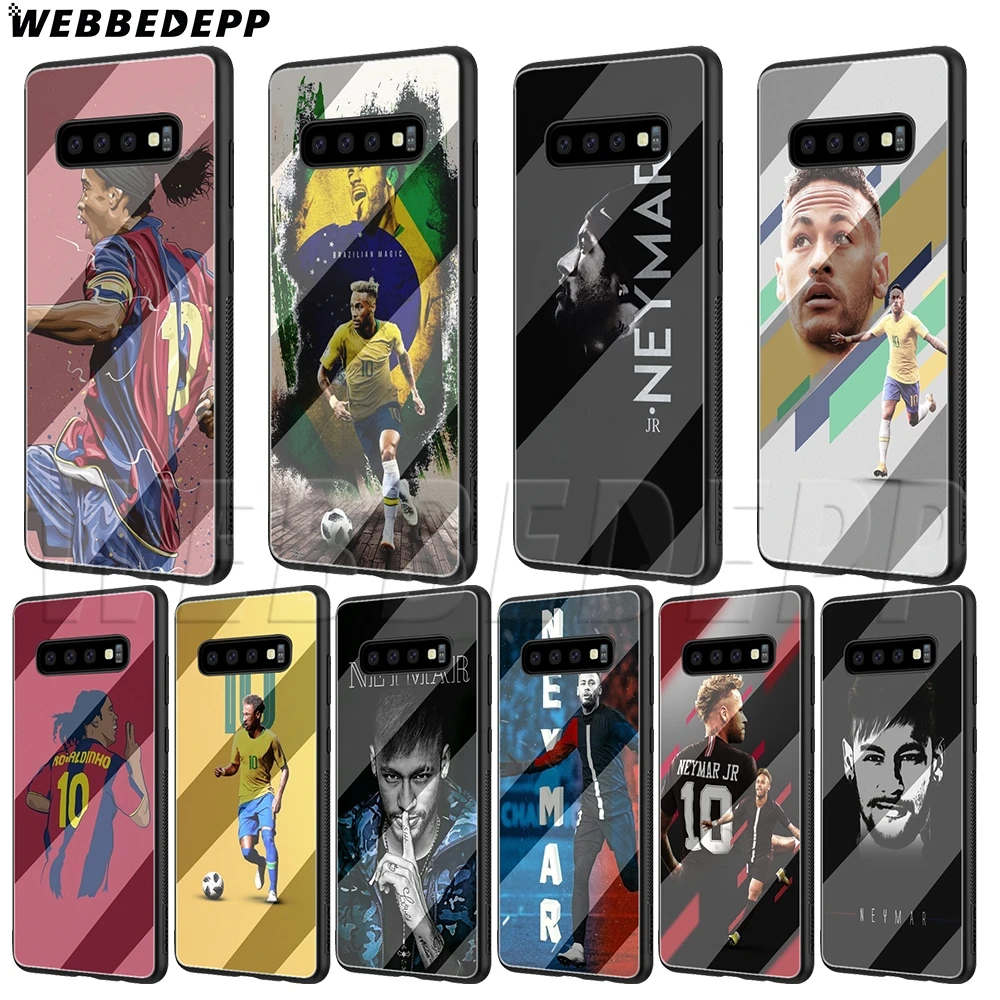 

WEBBEDEPP Soccer Player Neymar 10 Glass Case for Samsung S7 S8 S9 S10 Note 8 9 Edge Plus A10 A20 A30 A50 A60 A70