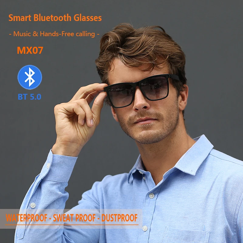 Smart Bluetooth Glasses 5.0 for Men and Women Waterproof Smart Call Headphones Anti-Blue Light Music IP67 Wireless Sunglasses