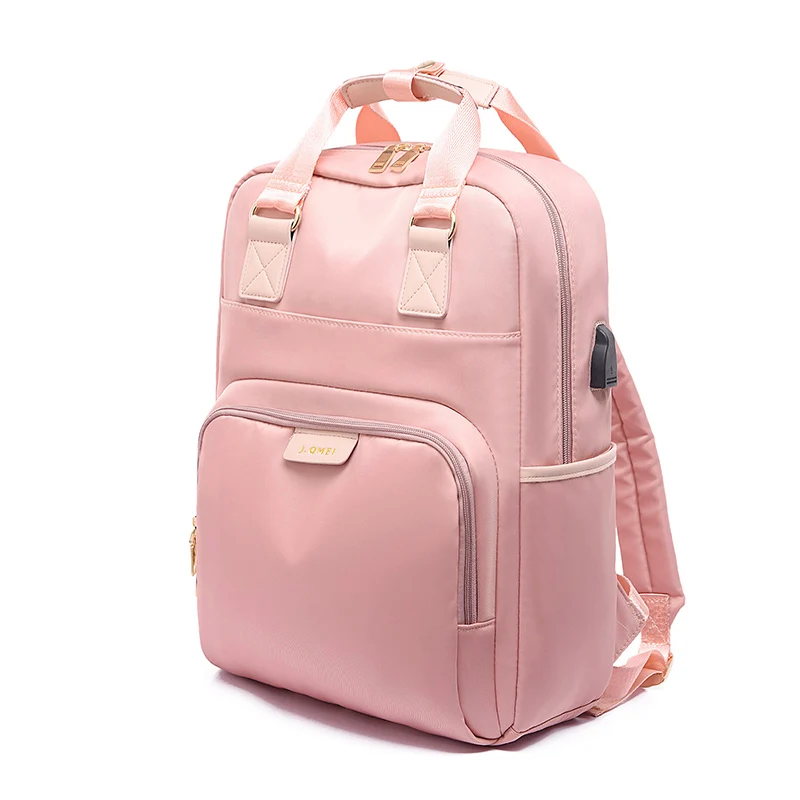 Водонепроницаемый 15,6 рюкзак для ноутбука Женский Стильный черный рюкзак женский модный большой рюкзак для ноутбука 13,3 14 15 дюймов розовый серый - Цвет: Розовый