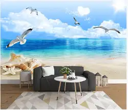 Пользовательские Настенные обои 3 d фрески обои морской пейзаж, Чайка, гостиная ТВ фон обои для стен