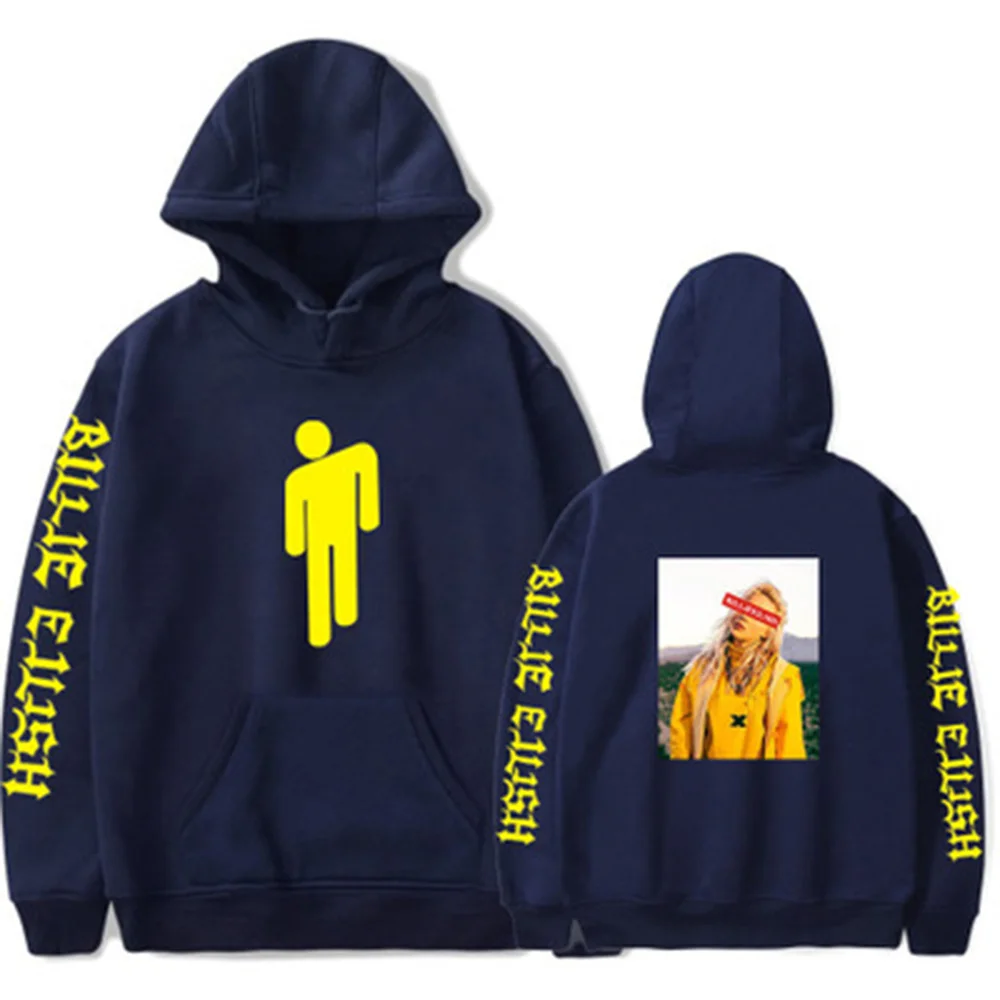 Billie Eilish Толстовка Мужская Черная Толстовка пара Billie Eilish Толстовка простая сохраняющая тепло Женская/Мужская толстовка одежда