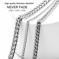 3mm 6mm Wide Stainless Steel Chain Cuban Link Chains Chokers Necklace For Mens Jewelry Silver Plated Solid Metal Fashion Jewelry - Image 6