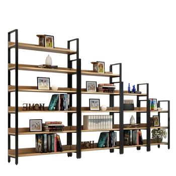 

Simple steel wood bookcase bookcase wrought iron shelf floor home multi-layer storage storage shelf shelf display stand