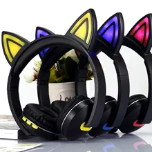 Bluetooth Headset for Children Cartoon Kid Cat Ear LED Light emitting Head Wearing Wireless Headset Best Gift for Kids