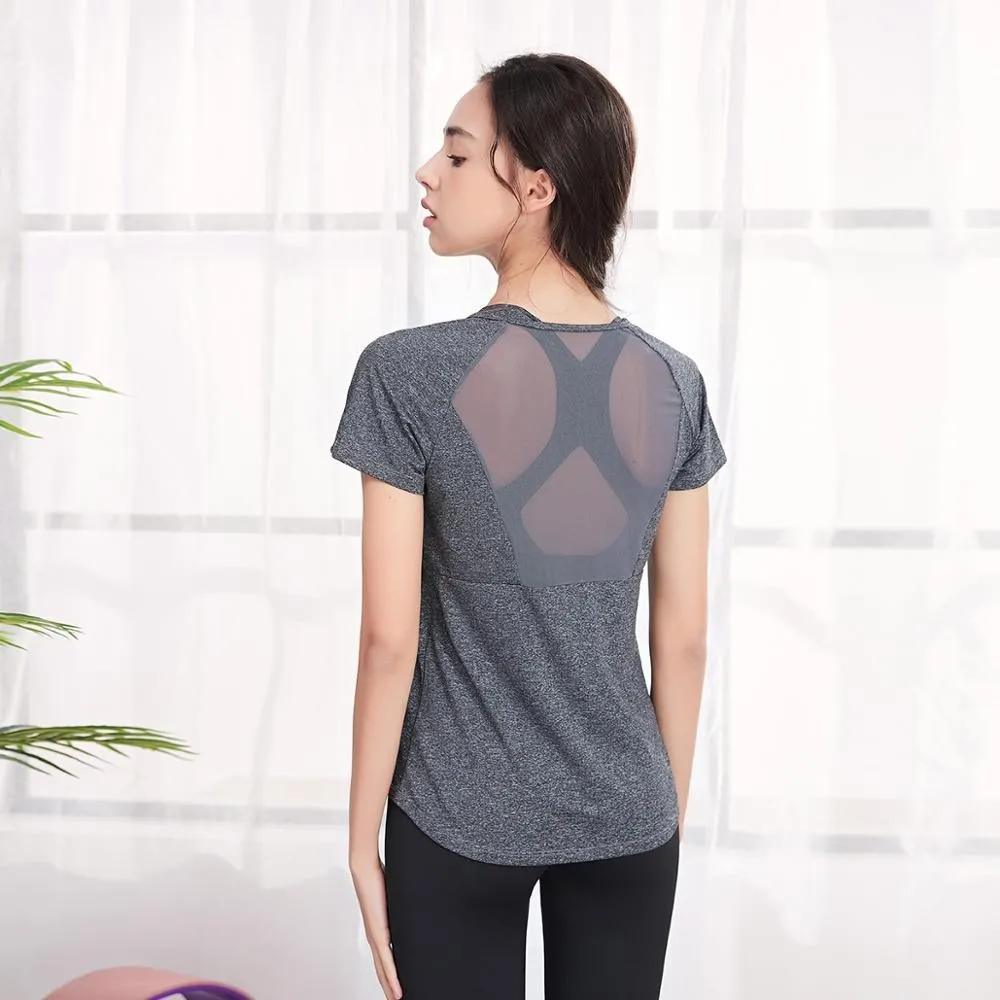2022 Summer New Breathable Mesh Short Sleeve Loose Exercise Running Tops  Gym Workout Top Sport T-shirts Women Yoga Fitness Shirt