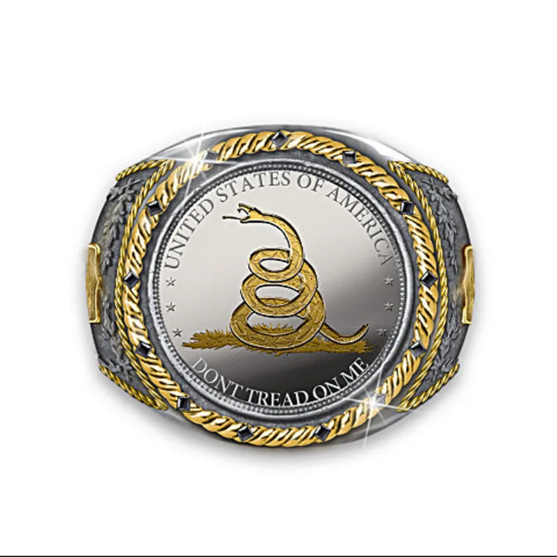 Модное кольцо Гремучая змея, панк, для мужчин и женщин, американская мемориальная монета, флаг, кольца на палец, золото, серебро, смешанные цвета, кольца с буквами Z4T396