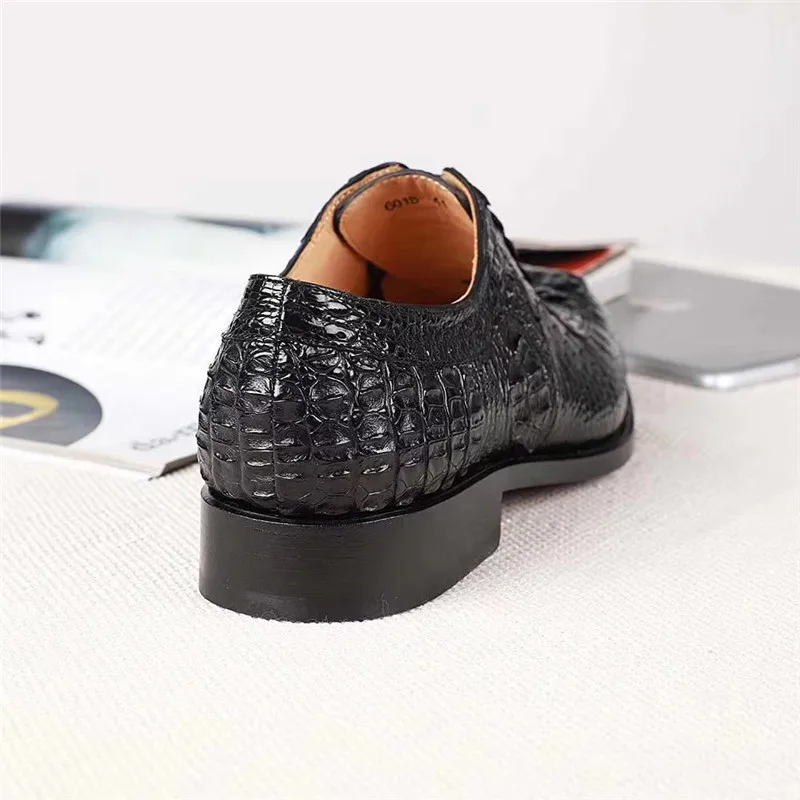 Authentic Crocodile Scales Skin Pointed Toe Designer Men's Fancy Dress Shoes Genuine Alligator Leather Male Formal Lace-up Shoes