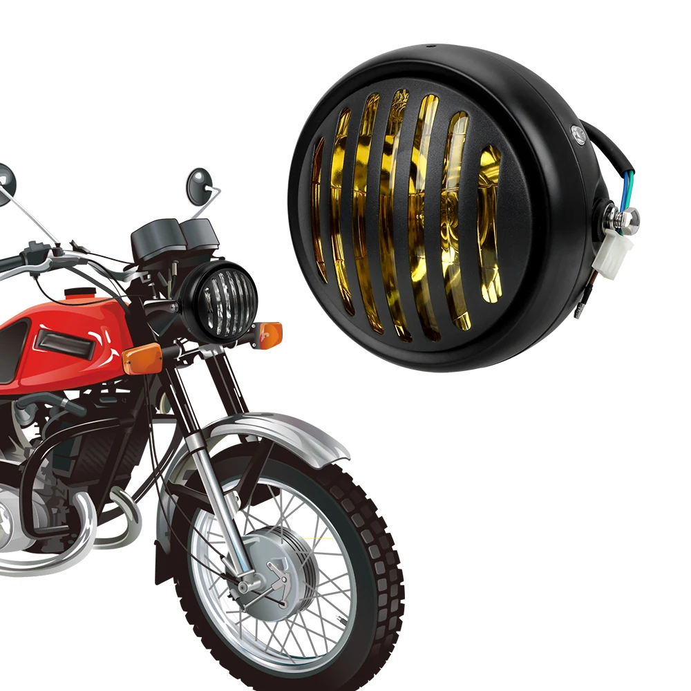 

LEEPEE Universal Car Styling Front Light DC 12V Motorbike Retro Headlights Motorcycle Grill Headlight Round Lamp