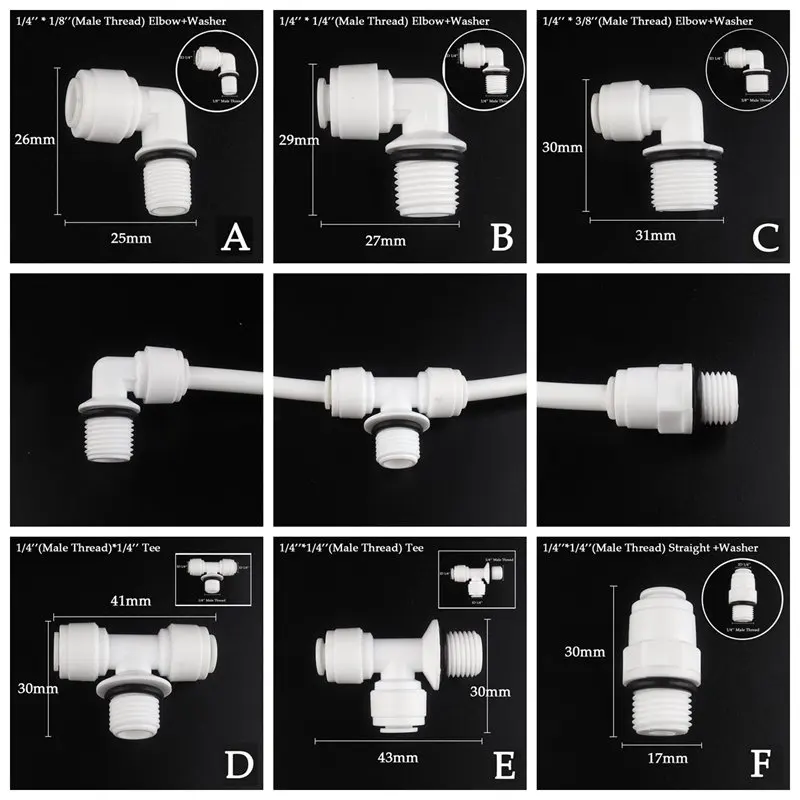 20pcs 1/4''PE Pipe Connector Male Thread RO filter Water Purifier POM Washer Joints Garden irrigation Tube Connectors | Дом и сад