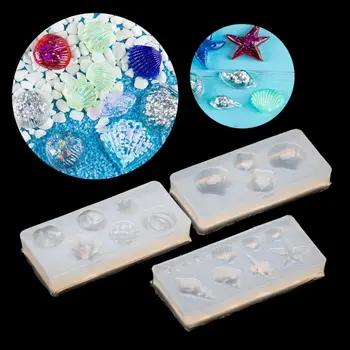 

3Pcs DIY Conch Shell Starfish Shape Silicone Mold Nail Art Template Jewelry Make