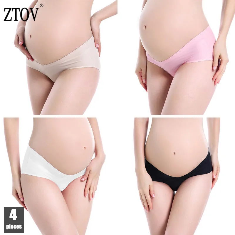 

4Pcs/Lot Maternity Panties V-shaped Underwear Belly Support Panty Seamless Clothes for Pregnant Women Intimates
