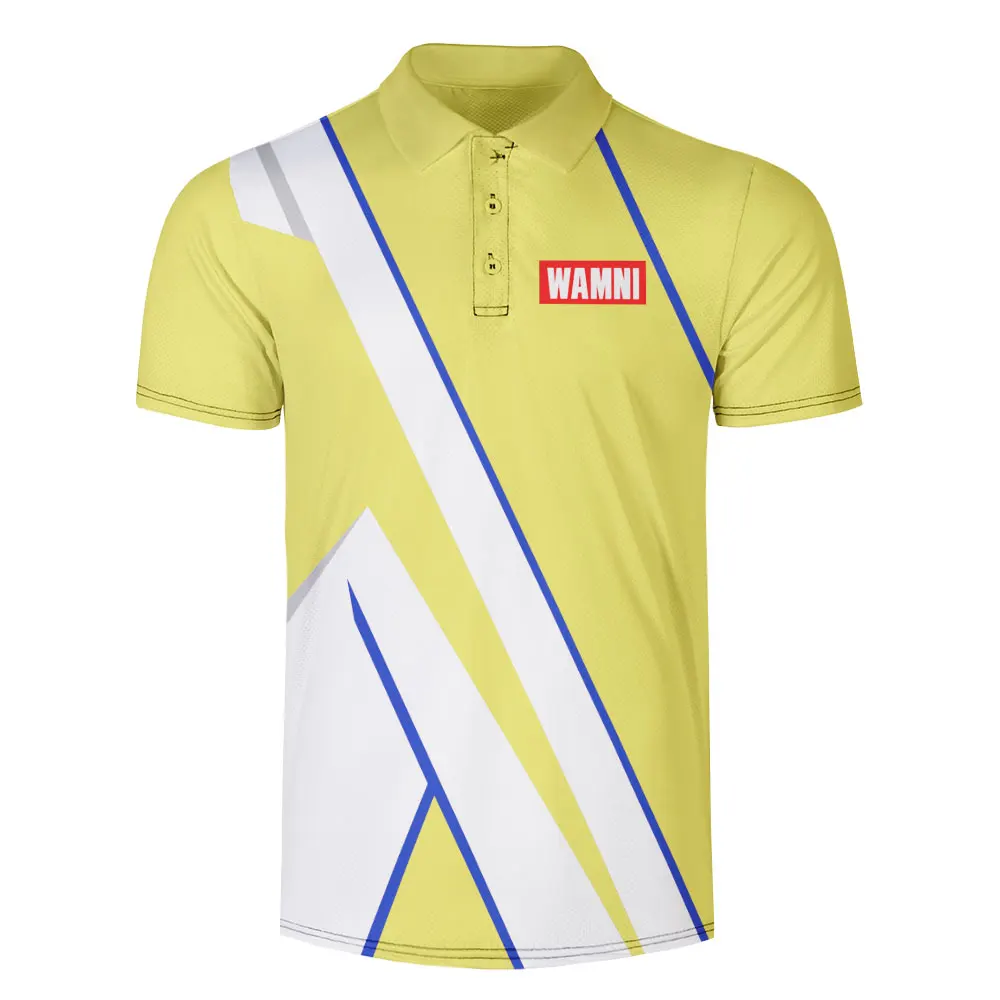 WAMNI брендовая модная быстросохнущая Мужская рубашка для бадминтона 3D рубашка-поло для тенниса Harajuku Бодибилдинг Мужская Спортивная Свободная рубашка поло