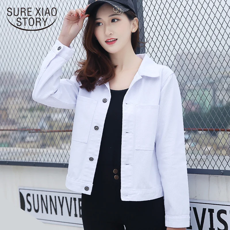 New Long Sleeve winter Slim White Black Jeans Top For Women Solid Denim Jacket Women Short Overcoat Ladies Jackets Tops 4866 50