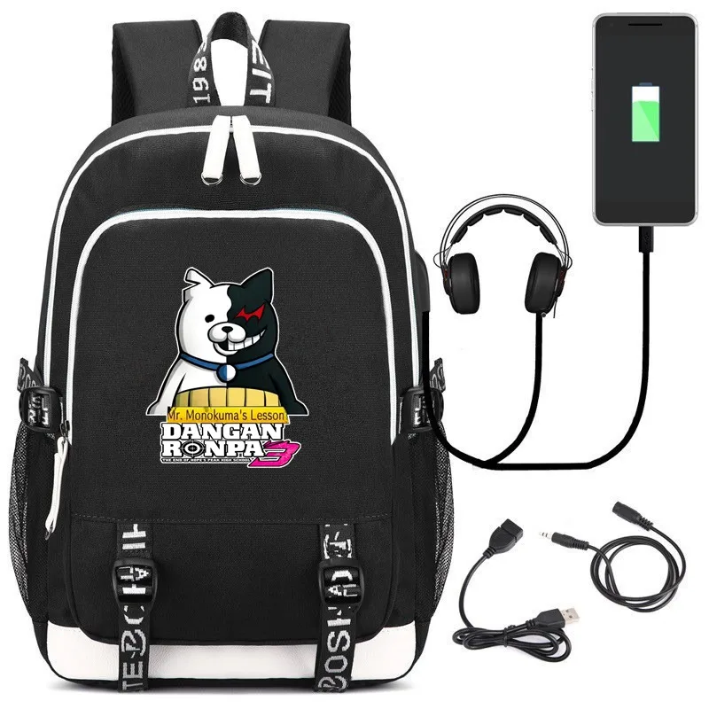 New Danganronpa V3 Killing Harmony School Backpack Monokuma Black Laptop Travel Shoulder Bag Cartoon Teens Work Casual Bags Gift | Багаж и