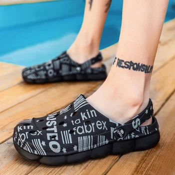 

Ms EVA big head cool slippers 2020 summer new couple slippers men graffiti sandals antiskid soft bottom hole hole shoes outside