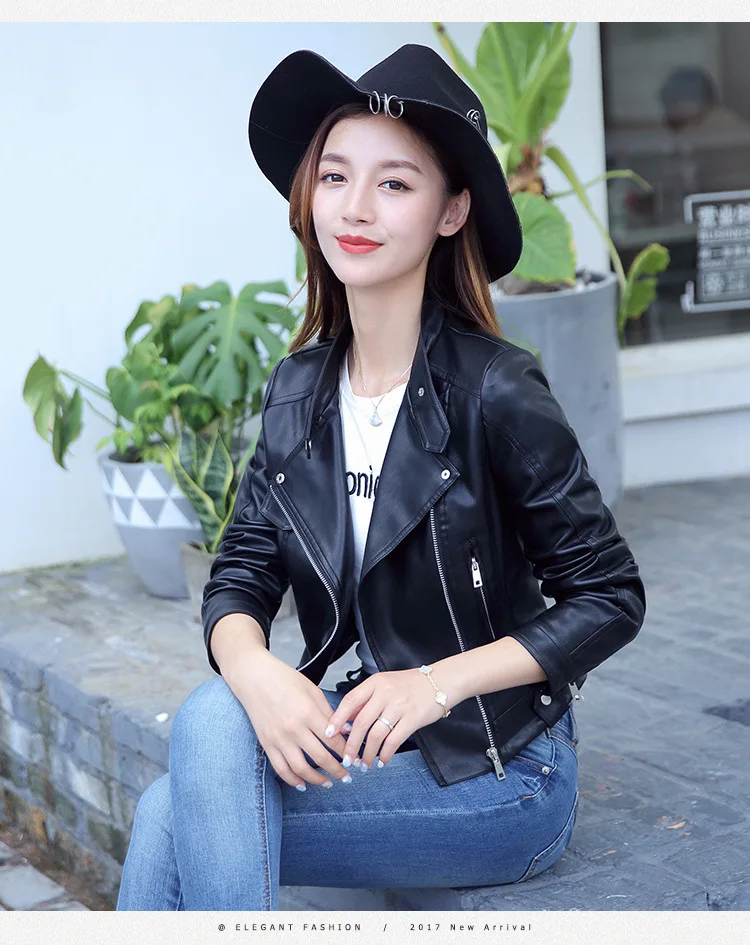 Кожаные пальто женские весна и осень стиль корейский стиль универсальный короткий студенческий pu кожаный жакет большой размер тонкий Fi