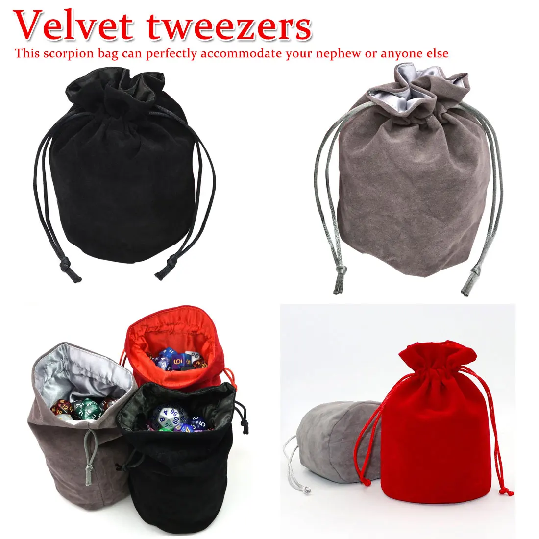 

Velvet Dice Bag Jewelry Packing Drawstring Bag Board Game Drawstring beam mouth Dice storage bag