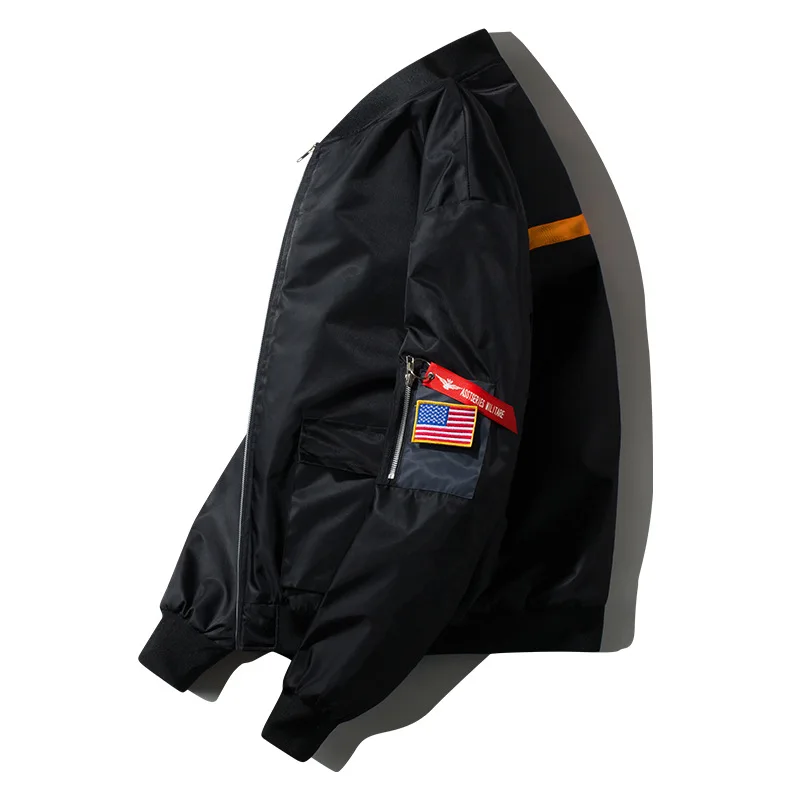 Зимние винтажные оверсайз MA-1 уличная хип-хоп жакеты в стиле милитари одежда Двусторонняя бомбер летная куртка воздушная сила пилот куртка мужская - Цвет: Черный