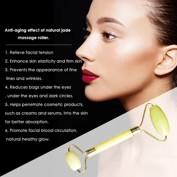 

Facial Massage Roller Natural Stone Double Head Facial Body Head Neck Roller Massage Skin Lift Relax Slimming Tools with Box