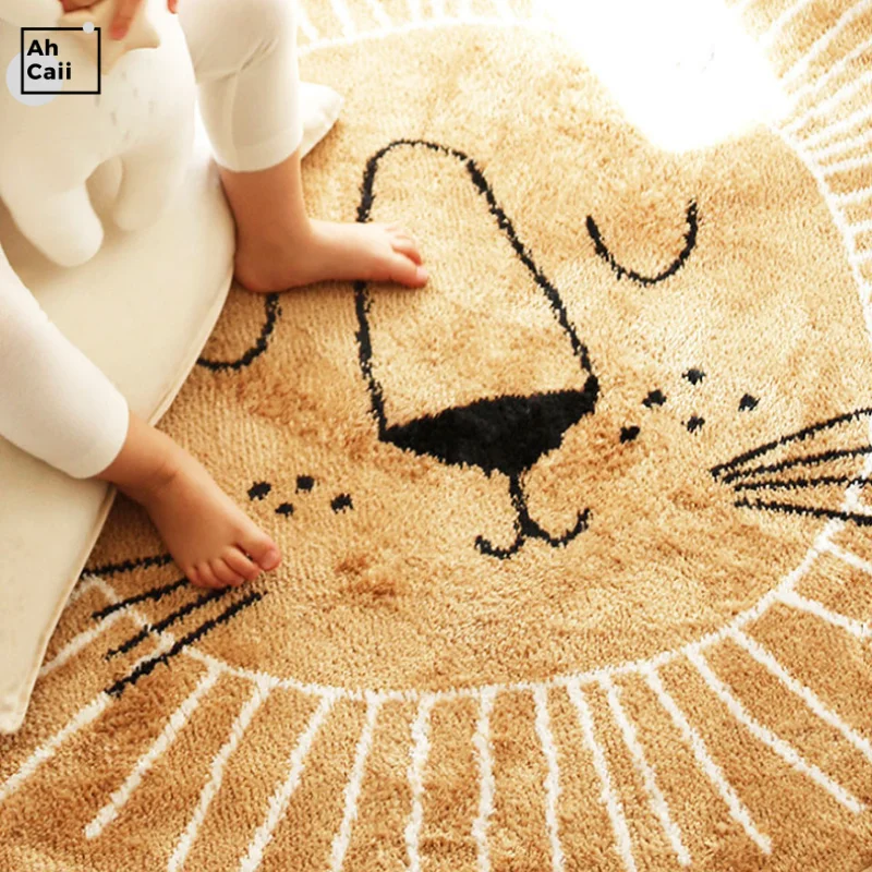 Kids Carpets Living Room Dining Fur Rug Baby Rug Round Carpet In The Bedroom Lion Mat For Children Plush Carpet Baby Carpet 6