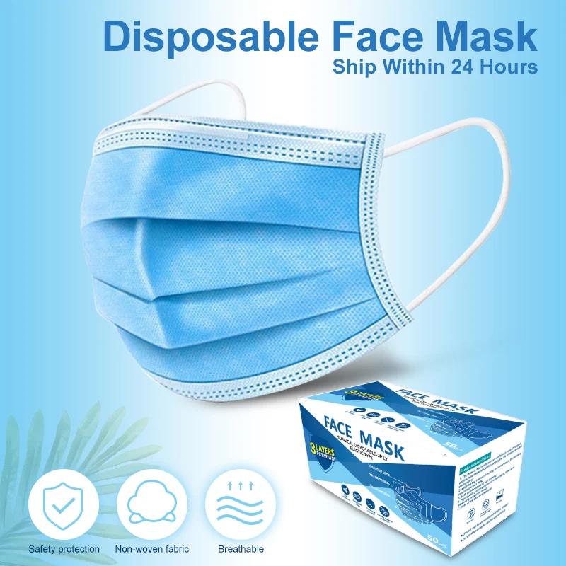 Dropshipping 10PCS respirator 3-layer non-woven face mask disposable masks for filtering dust and bacteria mouth | Красота и здоровье