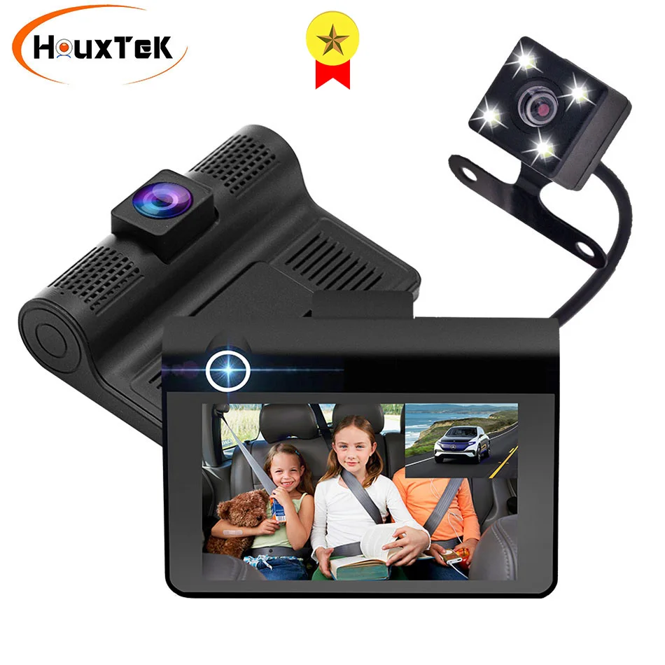 

1080P Dash Cam DVR 3 lens DashCam With front and rear Cameras Dual Lens video Recorder Registrator with Reverse Camera For Car