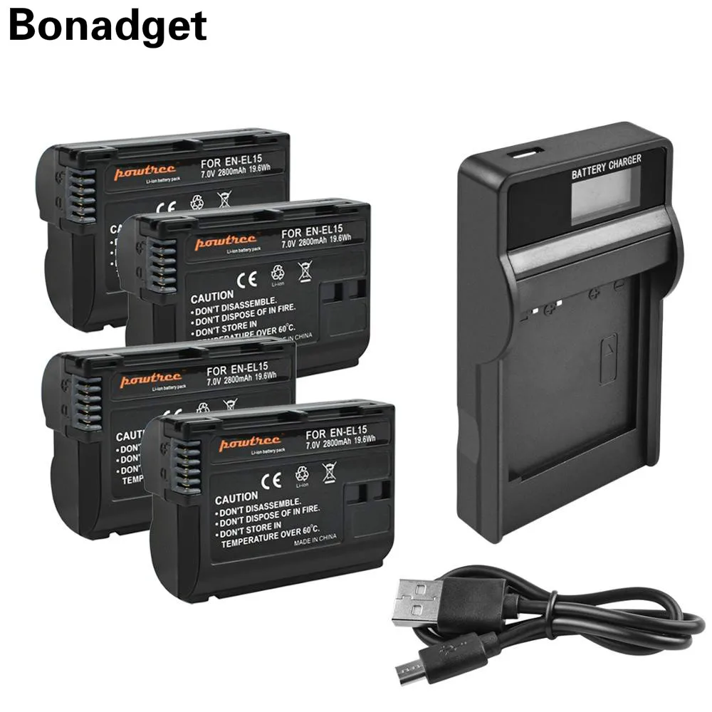 

Bonadget 2800mAh EN-EL15 ENEL15 EN EL15 Camera Battery+LCD Charger For Nikon DSLR D600 D610 D800 D800E D810 D7000 D7100 L50