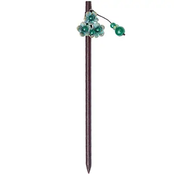 

Green Agate Hair Sticks Bun Hairstyle Updo Hairpin Wooden Hair Sticks Decor Female Retro Style Hairpin Retro Headdress for Girl