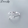 DIEERLAN Personality 925 Sterling Silver Crystal Leaf Rings For Women Wedding Jewelry Adjustable Antique Finger Ring Anillos ► Photo 1/6