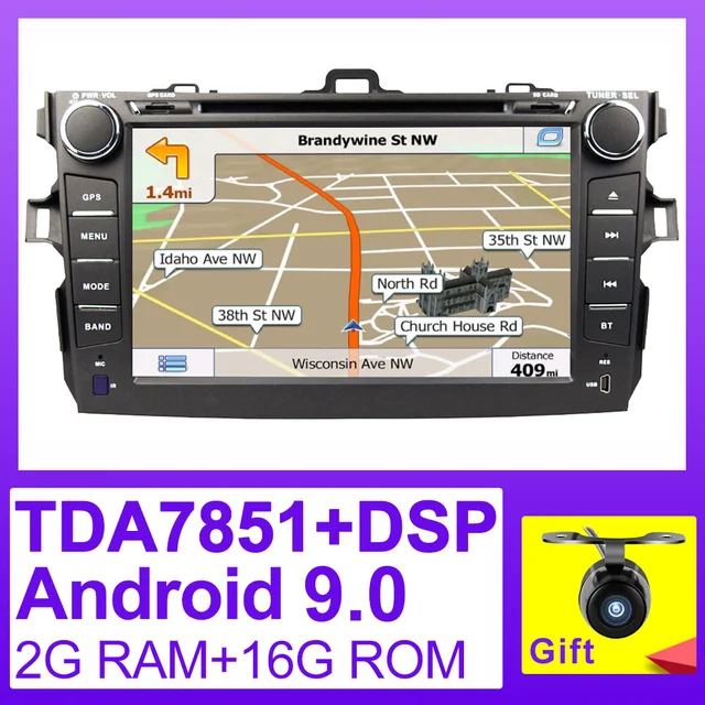 $US $168.63 Eunavi TDA7851 2 din Android 9.0 car dvd multimedia player gps for Toyota Corolla 2007 2008 2009 20