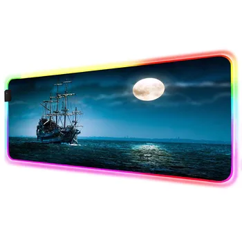 

Sea Sailing HD Wallpaper Mouse Pad Non-Slip RGB Luminous LED Simple Desktop Pad Computer Accessories Mousepad Desk Mat XXL