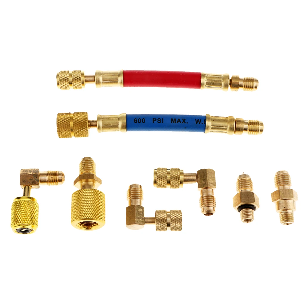 Air Conditioner Refrigeration  R134A R12  Adapter Converting Car AC Connector Hose Set Kit