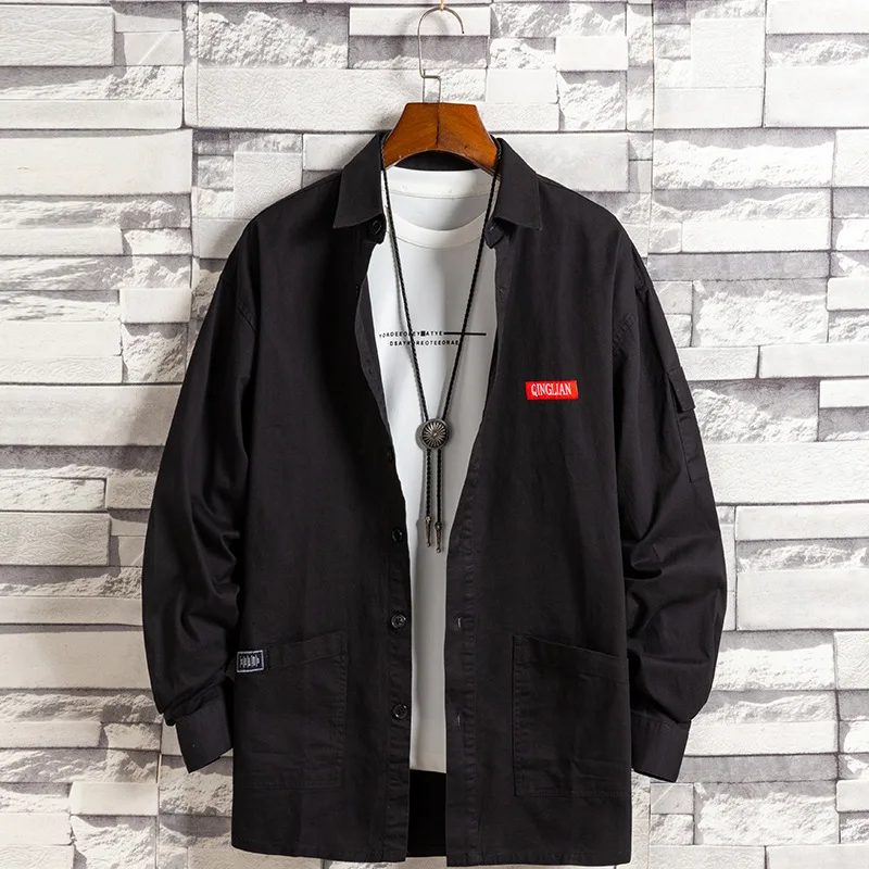 New100% Cotton Jeans Shirt For Men's Long-Sleeved Fashion Casual Solid Denim Shirts Male Classical Multiple Pockets Clothing