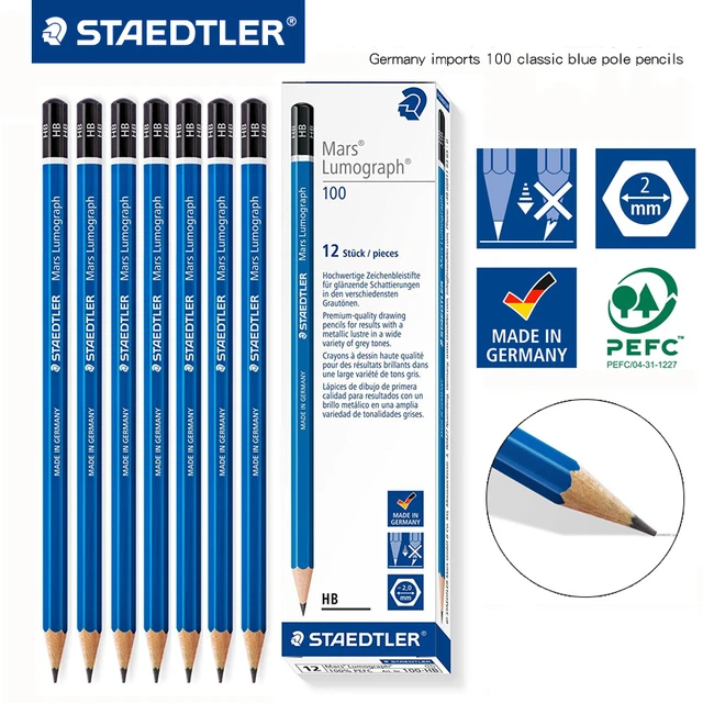 Staedtler Mars Lumograph Art Drawing Pencils, 12 Pack Graphite Pencils in  Break-Resistant Bonded Lead