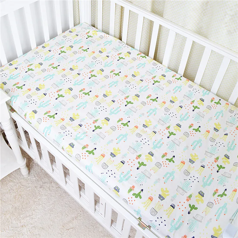 100см хлопковая кроватка простыня Мягкая дышащая детская наматрасник мультфильм постельные принадлежности для новорожденных для кроватки размер 130*70 см