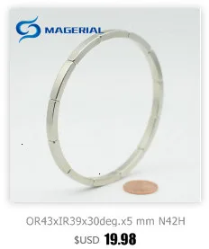 N38H NdFeB Энергосбережение дуги OR14.8xIR12xW9.2xL20xT2.8 мм магнит двигателя для генераторов ветряной турбины Неодимовый Постоянный магнит