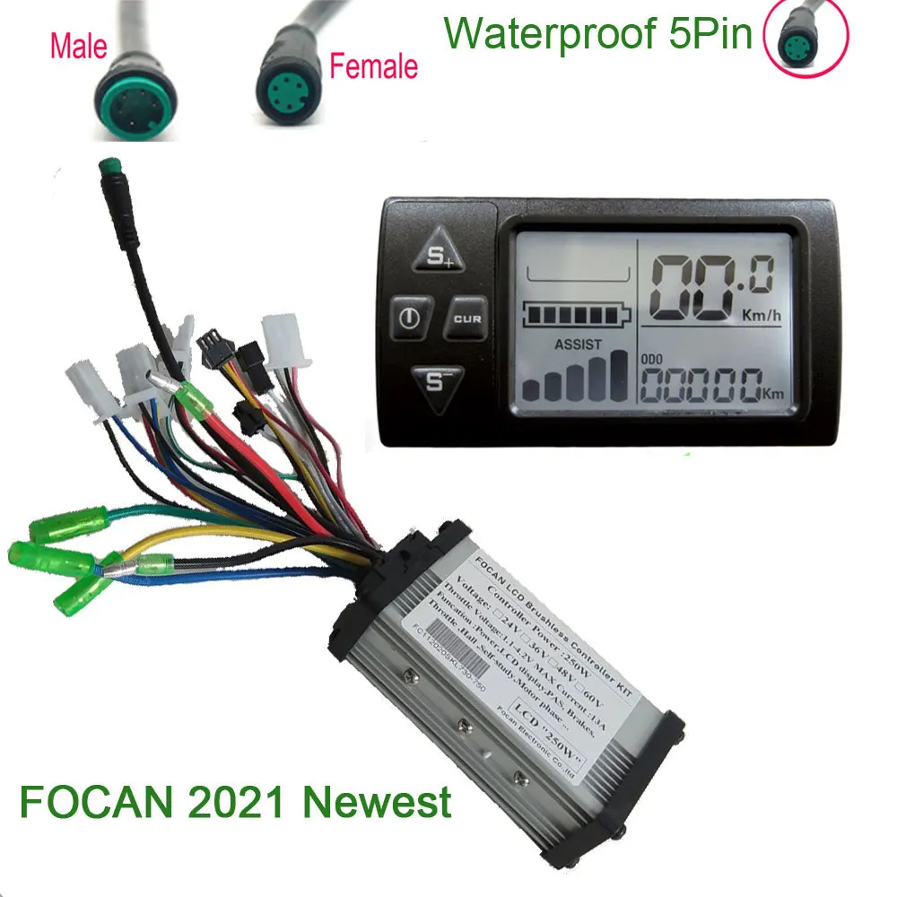 24v 36v 48v Electric Bicycle Controller With Lcd Display Panel For Electric Bike 250w/350w