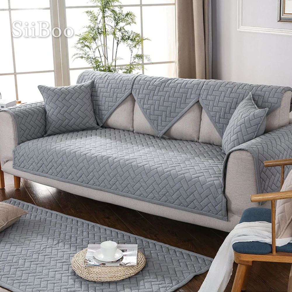 Modern Style Grey Quilted Sofa Slipcovers Cotton Sectional Sofa Cover Fundas  De Sofa Couch Covers Cama For Living Room Sp4886 - Sofa Cover - AliExpress