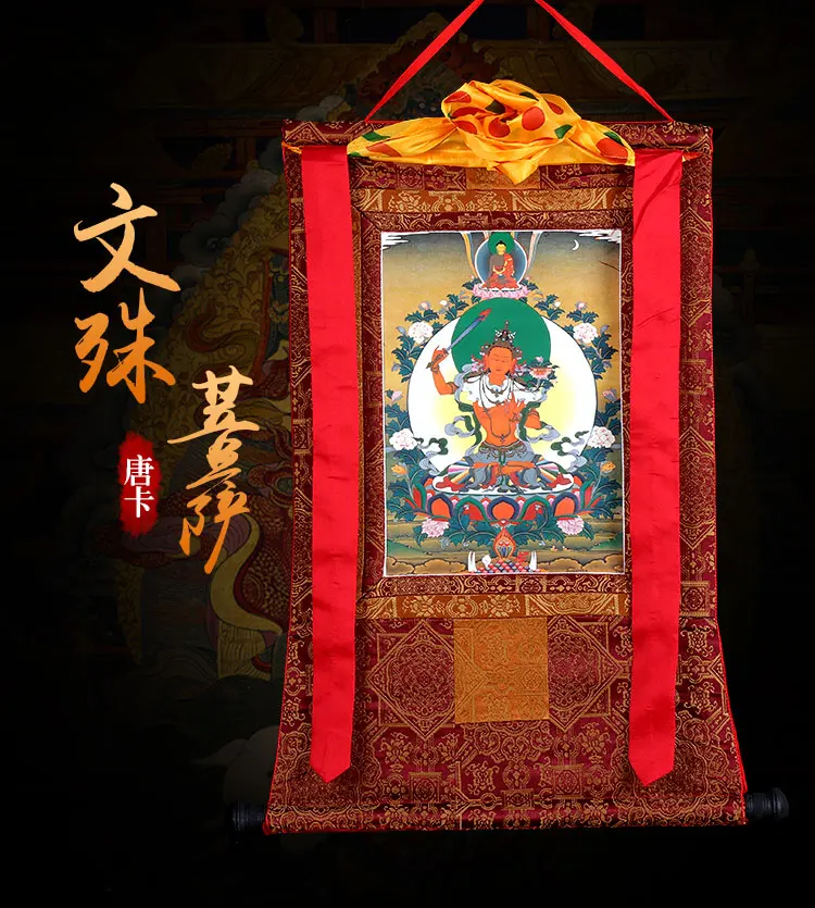 Thangka Тибетский ручной работы двухэтажный статуи Будды Thangka Висячие тибетские украшения гостиной фрески длинные 125 см