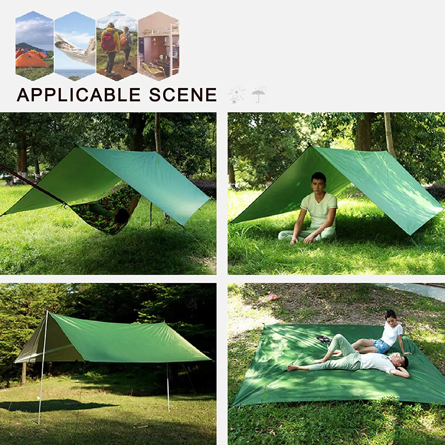 Waterproof Tarp Waterproof Tarpaulin Tarpaulin Rain Cover Ultralight Tarp Outdoor Hammock Waterproof Rain Fly Tent Tarp Lightweight Portable Ripstop Easily Fold Sun Shelter UV Protection
