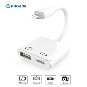 

OTG Adapter For Lightning to USB Camera Adapter OTG Cable For iPad iPhone With Charging Port Data Converter For U Disk Keyboard